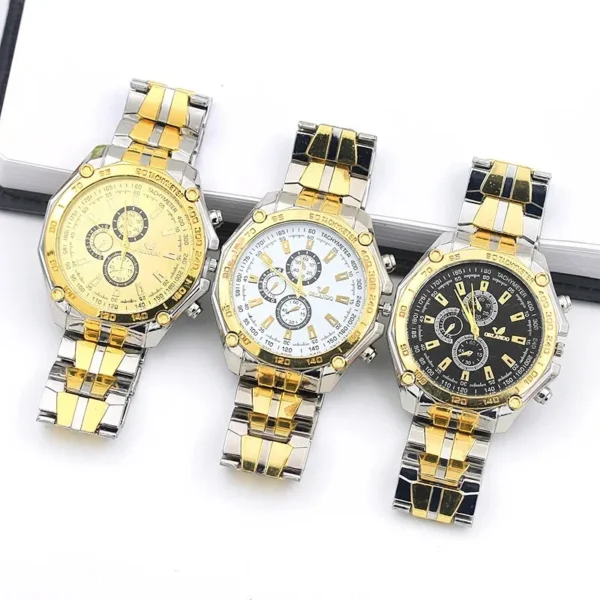 Men Watches Quartz Silver-gold Stainless Steel Wristwatch Male Clock Classic Dress Business Pilot Luxury Automatic Watch - Image 4