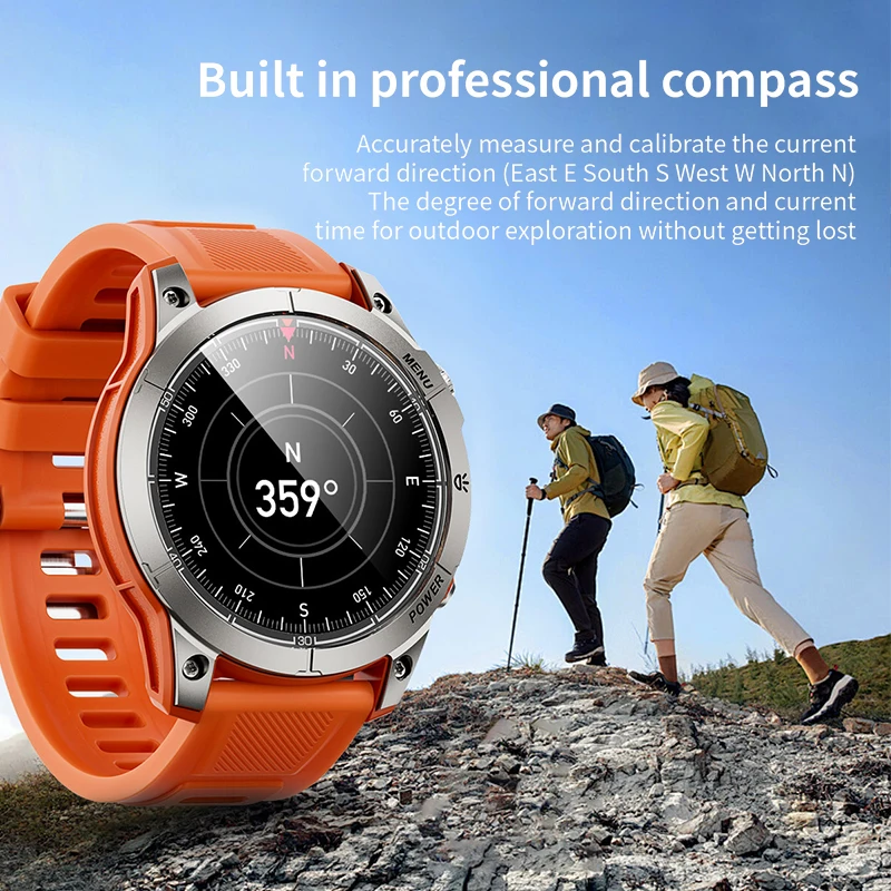 Aiweile AW45 Smart Clock with Calls Smart Watch Men with Light Miltary for Android Xiaomi NFC Sport Compass 430mAh DIY Watchface - Image 3