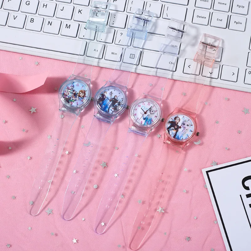 Disney Princess Elsa Children Watches for Girls Transparent strap Kids Quartz Clock Reloj Infantil Wristwatches Dropshipping - Image 3