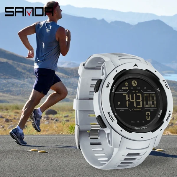 SANDA Fashion Outdoor Sport Watch for Man Luxury Calorie Step Countdown Original Electronic Wristwatches Luminous New Clock - Image 2
