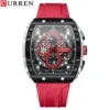 CURREN Sport Chronograph Quartz Watch for Men Fashion Blue Silicone Strap Tonneau Dial Wristwatch with Date 3atm Waterproof - Image 2