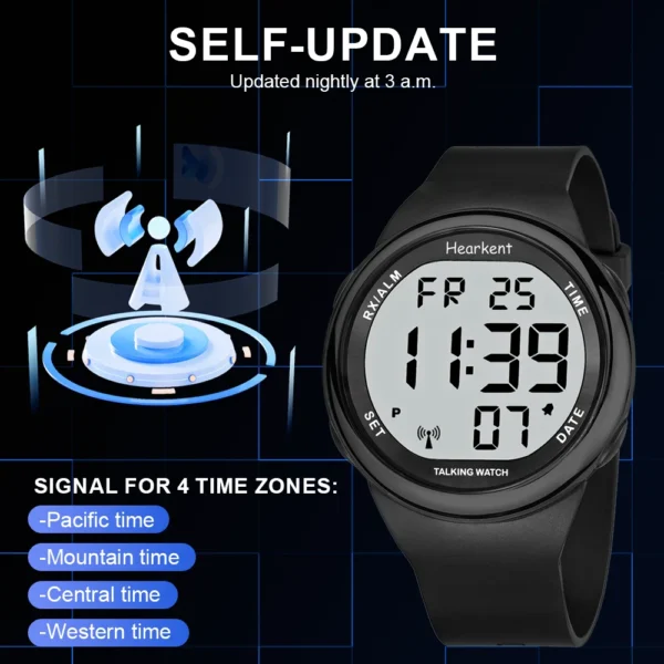 Hearkent English Talking Watch for Blind Man/Visually Impaired Seniors Electronic Digital Speaking Clock WristWatches with Alarm - Image 2