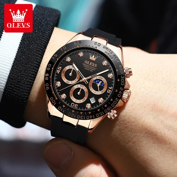 OLEVS 2875 Men Watch Quartz Top Brand Waterproof Luminous Watch for Men Three Small Dial Sport Wristwatch Chronograph Date Reloj - Image 3