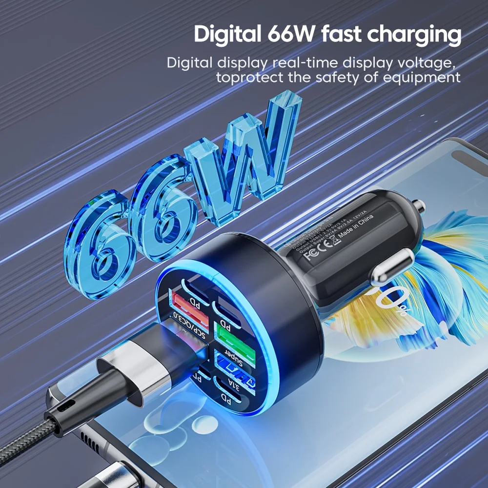 8Port USB Car Charger Type C Fast Charging Phone Adapter For Xiaomi Huawei PD Phone Charger Car Adapter Socket Cigarette Lighter - Image 6