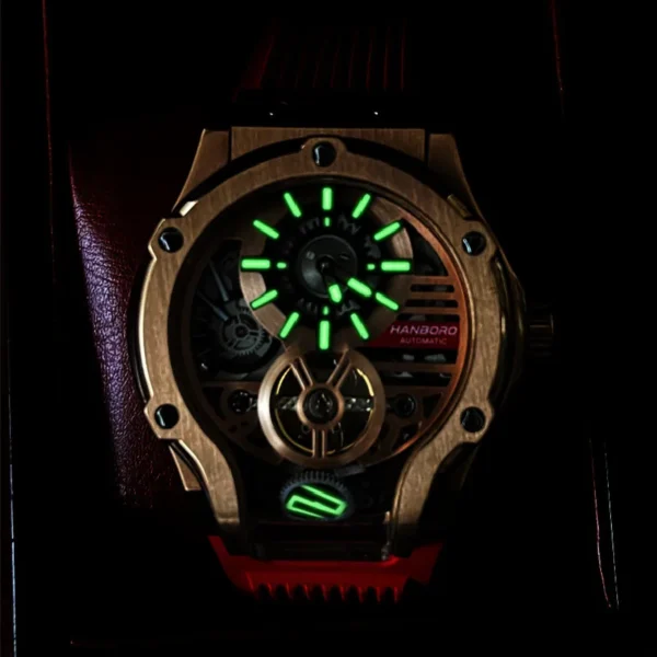 HANBORO Car Design Mechanic Watch Luxury Men Watches Mechanical Wristwatches Earth Skeleton Flywheel Watch Orologio Uomo - Image 5