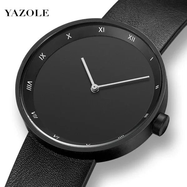YAZOLE Watches Mens Minimalist Style Simple Fashion Quartz Wristwatches PU Strap Waterproof Student Clock Relogios Masculino - Image 2