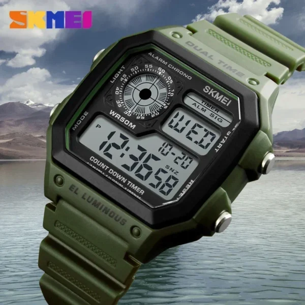 SKMEI 1299 Fashion Men PU Strap Multifunction Waterproof Watches Alarm Male Digital Watch reloj hombre Outdoor Sport Watch - Image 4