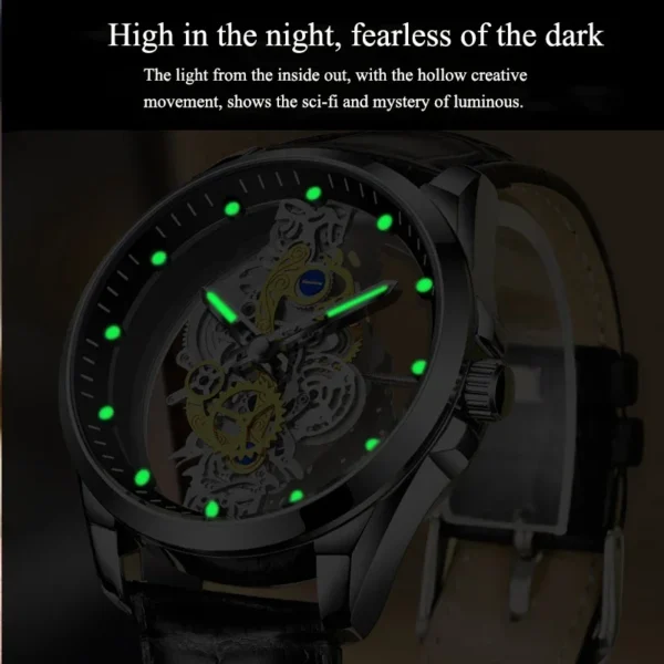 2024 New Men Watch Skeleton Quartz Wristwatch Gold Skeleton Retro Man Watch Top Brand Luxury Clock Mens Watches Reloj Hombre - Image 4