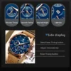 POEDAGAR Men Quartz Watch Luxury Sports Waterproof Chronograph Luminous Date Man Wristwatch Business Leather Men's Watches Clock - Image 4