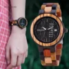 BOBO BIRD Couple Wooden Watch Luxury Brand Wood Timepieces Week Date Display Quartz Watches for Men Women Customized Family Gift - Image 5