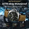POEDAGAR Luxury Man Watch Chronograph Waterproof Luminous Date Watch for Men Casual Leather Sports Military Men's Quartz Watches - Image 3
