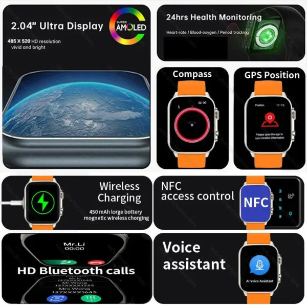 2024 New Genuine Hello Watch 3 Plus Smartwatch 49mm AMOLED 4G ROM NFC Compass Clock Bluetooth Call Sports Smart Watch Men Women - Image 3