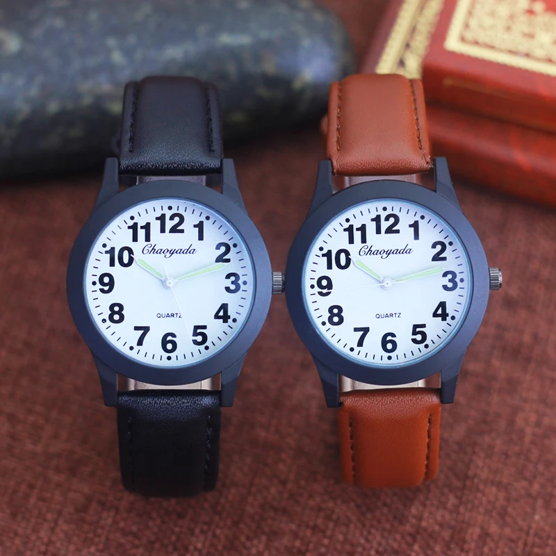 2024 new simple fashion leather strap watches for woman man children boys young students 12hours quartz waterproof watches clock - Image 3