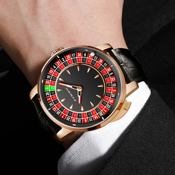 PINDU Design Roulette Watch Button Turn NH35A Men's Mechanical Watch Luminous Hands Leather Metal Buckle Strap Men Wristwatches - Image 5