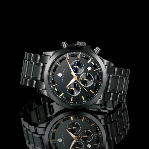 SAPPHERO Luxury Watch for Man Elegant Date Waterproof Luminous Black Wristwatch Quartz Stainless Steel Sports Men's Watches - Image 5
