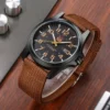 Luxury Watch Men Brown Men Nylon Strap Quartz Watch Fashion Simple Round Glass Dial Date Watch for Daily Work Sports