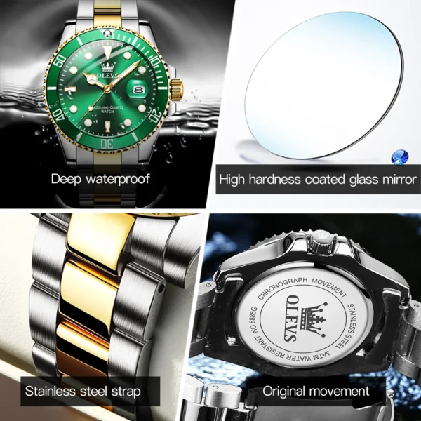 OLEVS Top Brand Men's Watches Trend Fashion Journal Type Original Watch for Man Waterproof Luminous Date magnifying Date Reloj - Image 6
