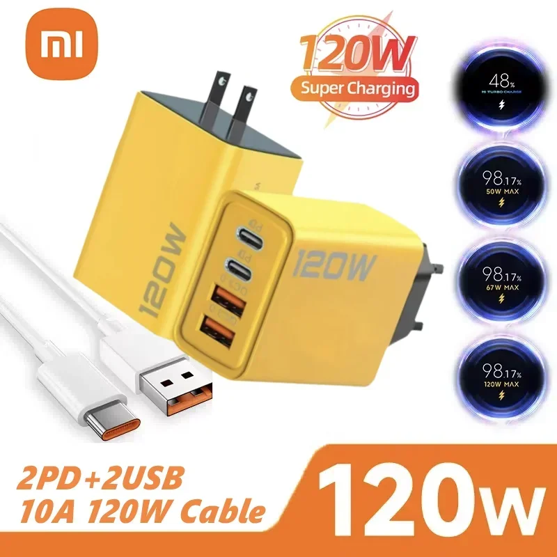 XIAOMI 120W Fast Charger TypeC 10A Cable Ultra Fast Charge 4Port USB C PD High Speed Charger Adapter For Xiaomi iPhone 16 Huawei sinsa - Image 2
