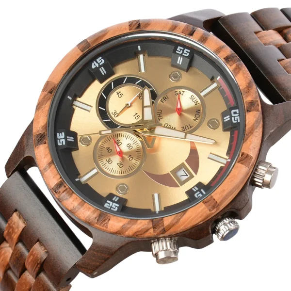 Men Wood Wrist Watch Fashion Quartz Wriwatches Timepieces Chronograph Men's Wooden Watches Gift Driopshipping reloj madera - Image 5