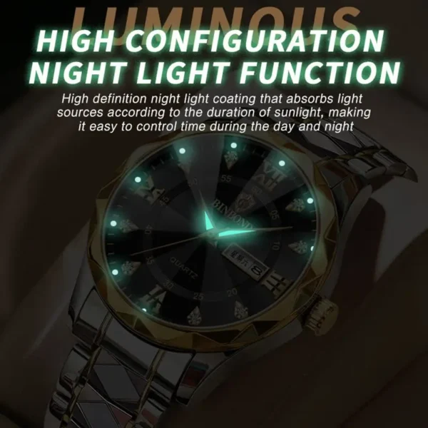 Male Mens Quartz Watches Top Brand Luxury Business Waterproof Luminous Large Dial Men Wristwatches Sports Stainless Steel Watch - Image 5