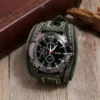 Retro Mens Quartz Watch Round Dial Precise Adjustable Cool Birthday Gift Universal Handmade Sewing Faux Leather Strap Watch - Image 3