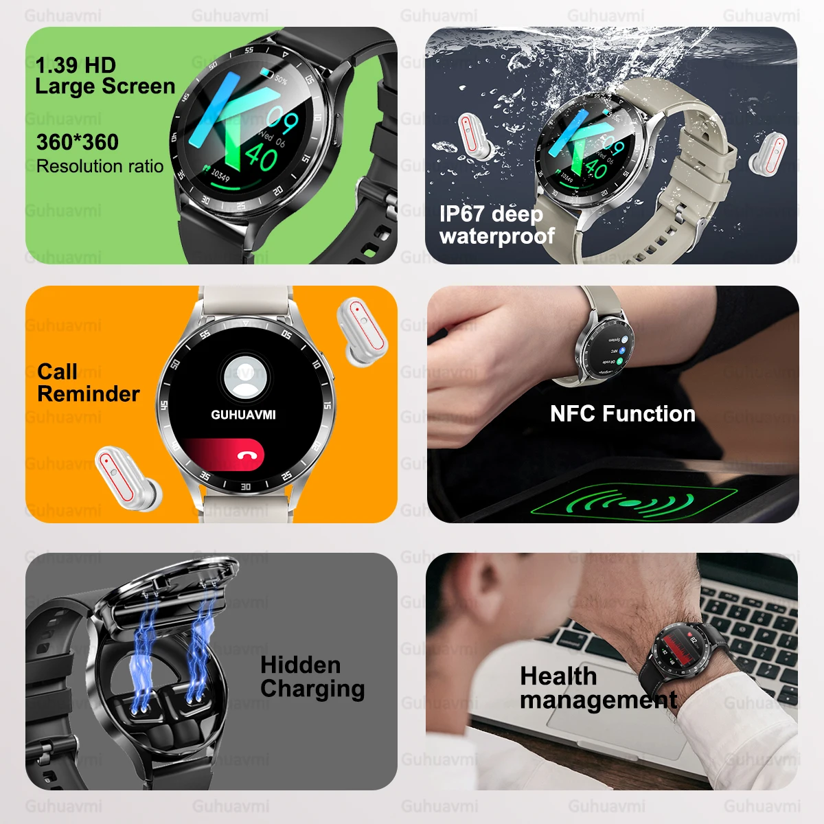 X10 Headset Smart Watch Men TWS 2 in 1 Wireless BluetoothCall Earphone Blood Pressure Heart Rate Testing Health Sport Smartwatch - Image 2