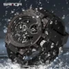 SANDA 9020 Trend Outdoor Luminous Alarm Clock Waterproof Shockproof Men Watch Men's Watch Electric Watch Multi-Function Fashion