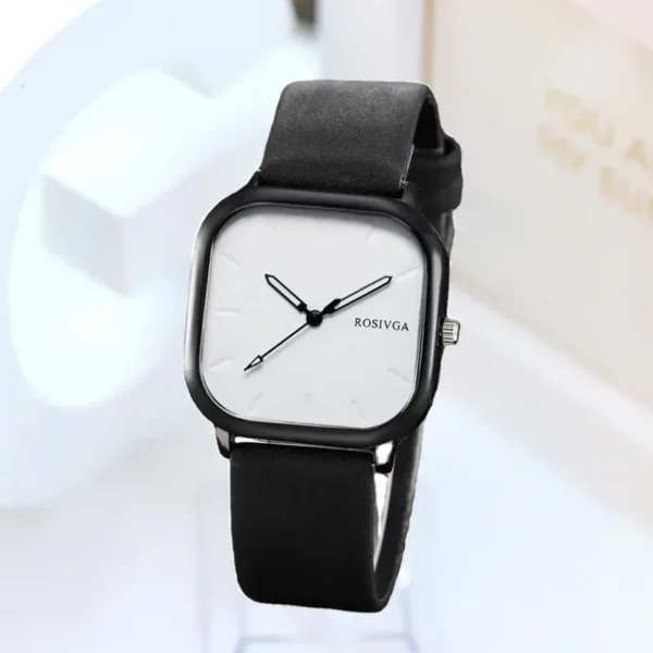 Fashion Watch Simple Square Dial PU Leather Quartz Men Business Watch Wristwatch for Men Clock for Women Montre Homme - Image 2
