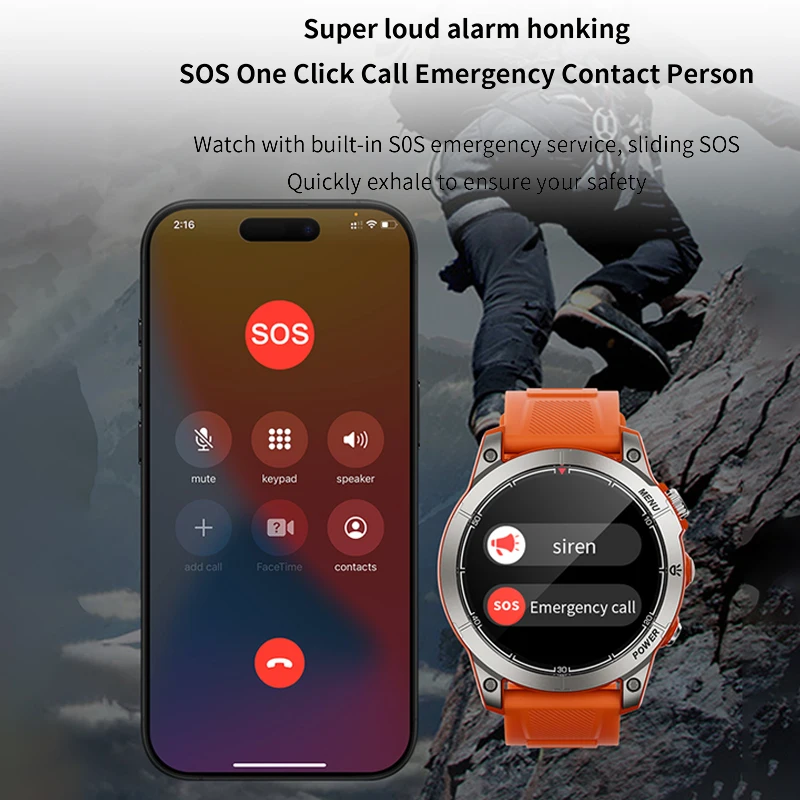 Outdoor Military Smartwatch Aiweile AW45 Smart Clock with Calls Smart Watch Men Light NFC Sport Compass 430mAh DIY Watchface - Image 4