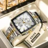 POEDAGAR Luxury Square Sport Man Wristwatch Waterproof Luminous Chronograph Quartz Men's Watches Stainless Steel Men Watch Reloj - Image 2