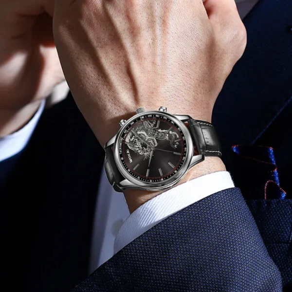 2023 New Fashion WOKAI Watch Men Tiger Watches Casual Leather Band Analog Quartz Wristwatches Men Montre Homme Reloj Hombre - Image 4