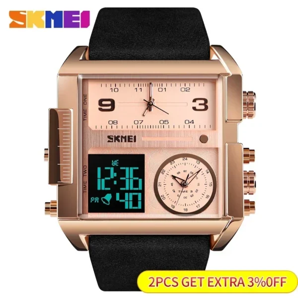 SKMEI Mens Quartz Movement Watches Clock reloj hombre 3 Time Men Sports Watch Top Luxury Brand Military Digital Wristwatch 1391 - Image 2