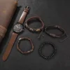 Kegllect 5PCS Men Quartz Watch Round Dial Leather Strap Bracelet Set Ideal Choice for Gifts(Without Box) - Image 5