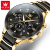 OLEVS Men's Watches Original Quartz Watch for Man Waterproof Luminous Ceramic And Steel Strips Wristwatch Male Moon Phases - Image 3