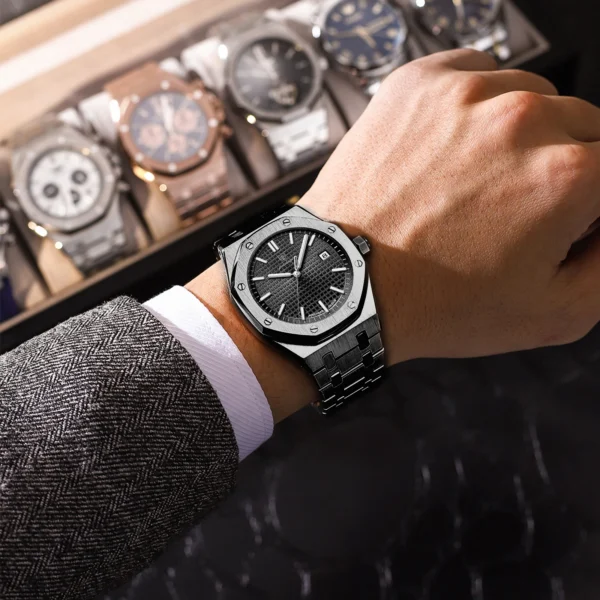 POEDAGAR Fashion Men's Watch Original Waterproof Stainless Steel Wristwatch Luminous Date Mineral Glass Date Trend Watch for Man - Image 4