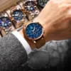 POEDAGAR Men's Watches Casual Fashion Original Quartz Watch for Man Waterproof Leather Luminous Date Moon Phase Chronograph New - Image 4