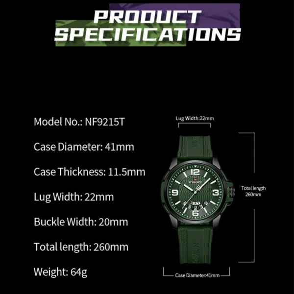 Original Brand NAVIFORCE New Quartz Watch for Men Waterproof Silicone Strap Business Male Classic Wristwatches Auto Date Clock - Image 3