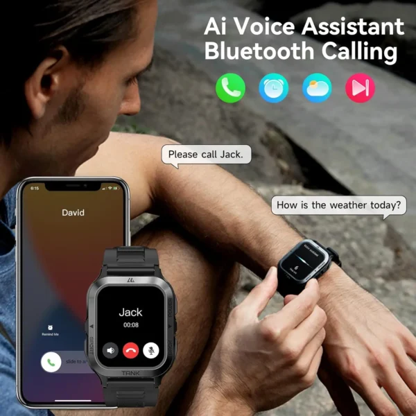 TICWRIS TANK M2 Smart Watch For Men Military Watches IP69K 5ATM Waterproof 70 Sport Modes AI Voice Bluetooth Smartwatch Women - Image 3