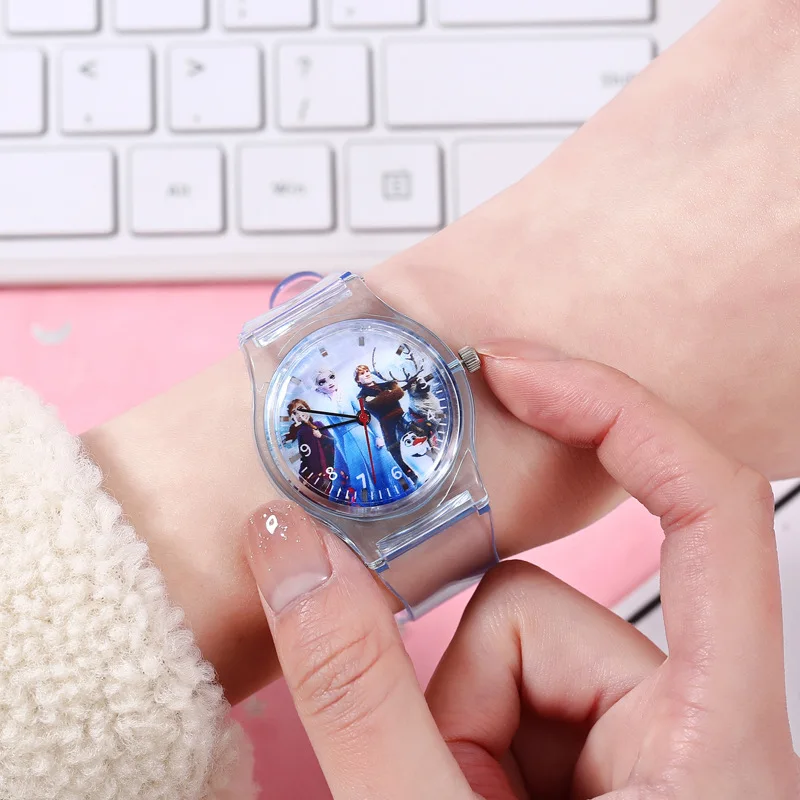 Disney Princess Elsa Children Watches for Girls Transparent strap Kids Quartz Clock Reloj Infantil Wristwatches Dropshipping - Image 5