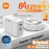 Xiaomi 120W Super Fast Charger USB 3.0 Type-C PD 6A Cable Fast Charging Quick Charge Adapter For iPhone Samsung Xiaomi Huawei