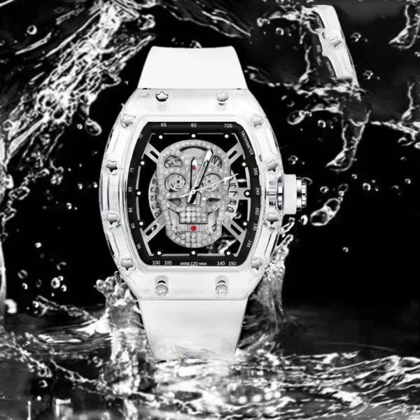 2024 New Quartz Men’s Wristwatch Fashion Trend Non-mechanical Waterproof Male Watch Luminous Transparent Ghost Head Watches - Image 3