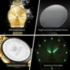 OLEVS Luxury Top Brand Men's Quartz Watches Classic Original Watch for Men Business Fashion Waterproof Gold Men's Wristwatch+Box - Image 2