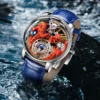 PINDU Design New 3D Dragon Earth Theme Quartz Watches Men Celestial Series Curved Mirror Transparent Design Watch Wristwatches - Image 2