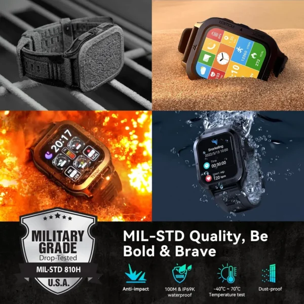 TICWRIS TANK M2 Smart Watch For Men Military Watches IP69K 5ATM Waterproof 70 Sport Modes AI Voice Bluetooth Smartwatch Women - Image 2