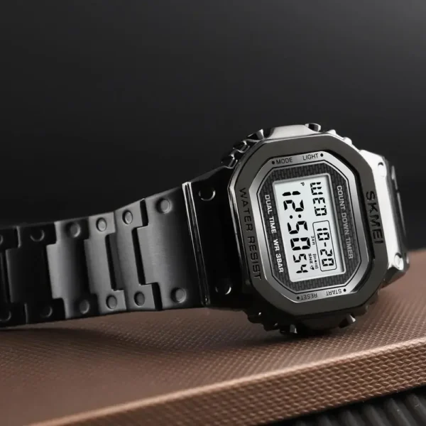 SKMEI 3Bar Waterpoof Alarm Clock Alloy Case Digital Men Watches reloj hombre Fashion Sport Watch Men Digital Watches 1456 - Image 3