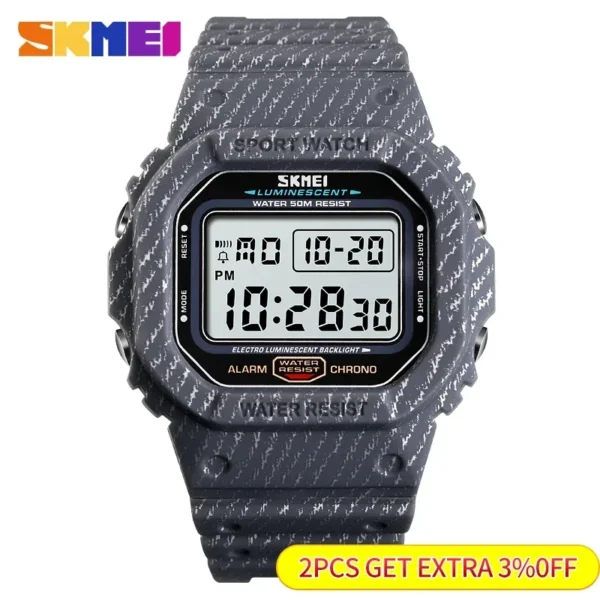 SKMEI 1471 5Bar Waterproof Alarm Clock Cowboy Military Fashion Watches relogio masculino Outdoor Sport Watch Men Digital Watch - Image 2