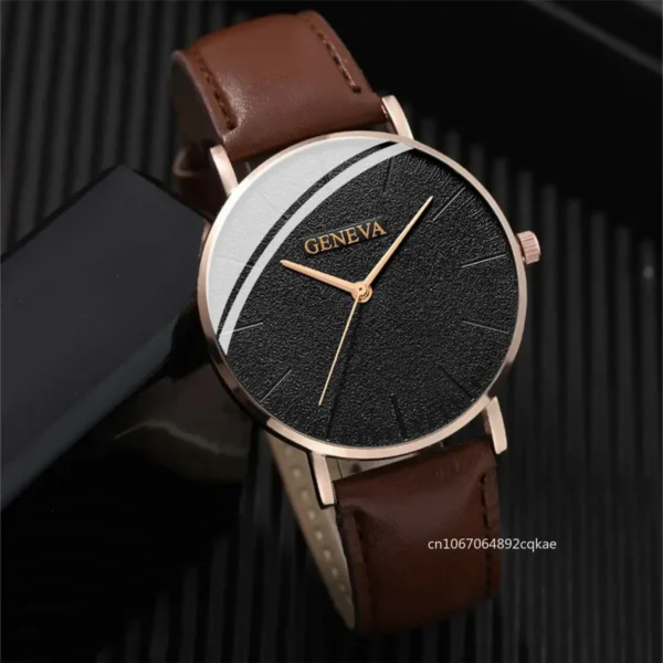 New Men Watch Luxury Bracelet Set Fashion Business Brown Leather Quartz Wrist Watches for Men Gift Set Relogio Masculino NO BOX - Image 5