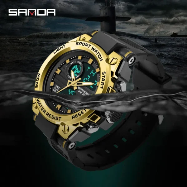 SANDA G style Men Watches Military Sports Quartz Electronic Watch Waterproof Double Display Digital Wristwatch Relogio Masculino - Image 5