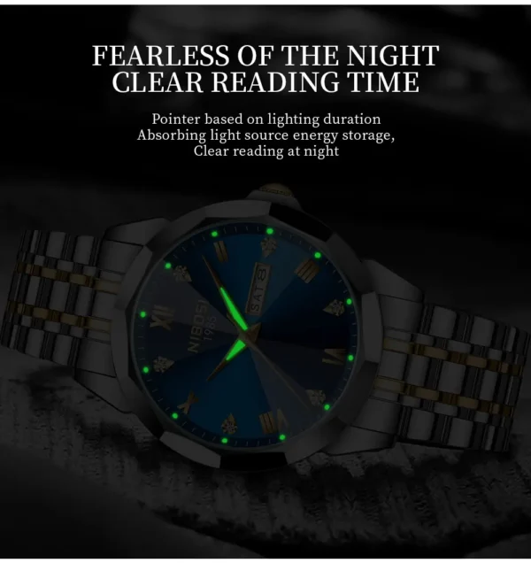 NIBOSI Luxury Watch for Man Rhombus Mirror Mens Watches Automatic Date Week Waterproof Luminous Wristwatch Relogio Masculino - Image 5