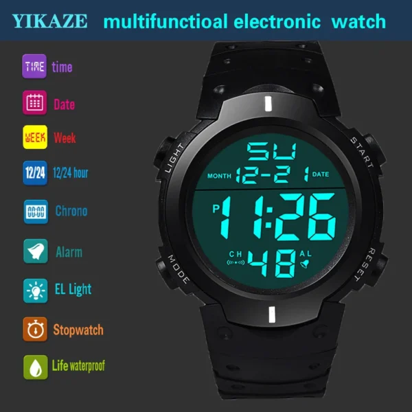 Men Sport LED Watches Top Brand Men Digital Clock Multi-Functional Rubber Man Fitnes Athlete Timekeeping Electronic Watch Reloj - Image 5